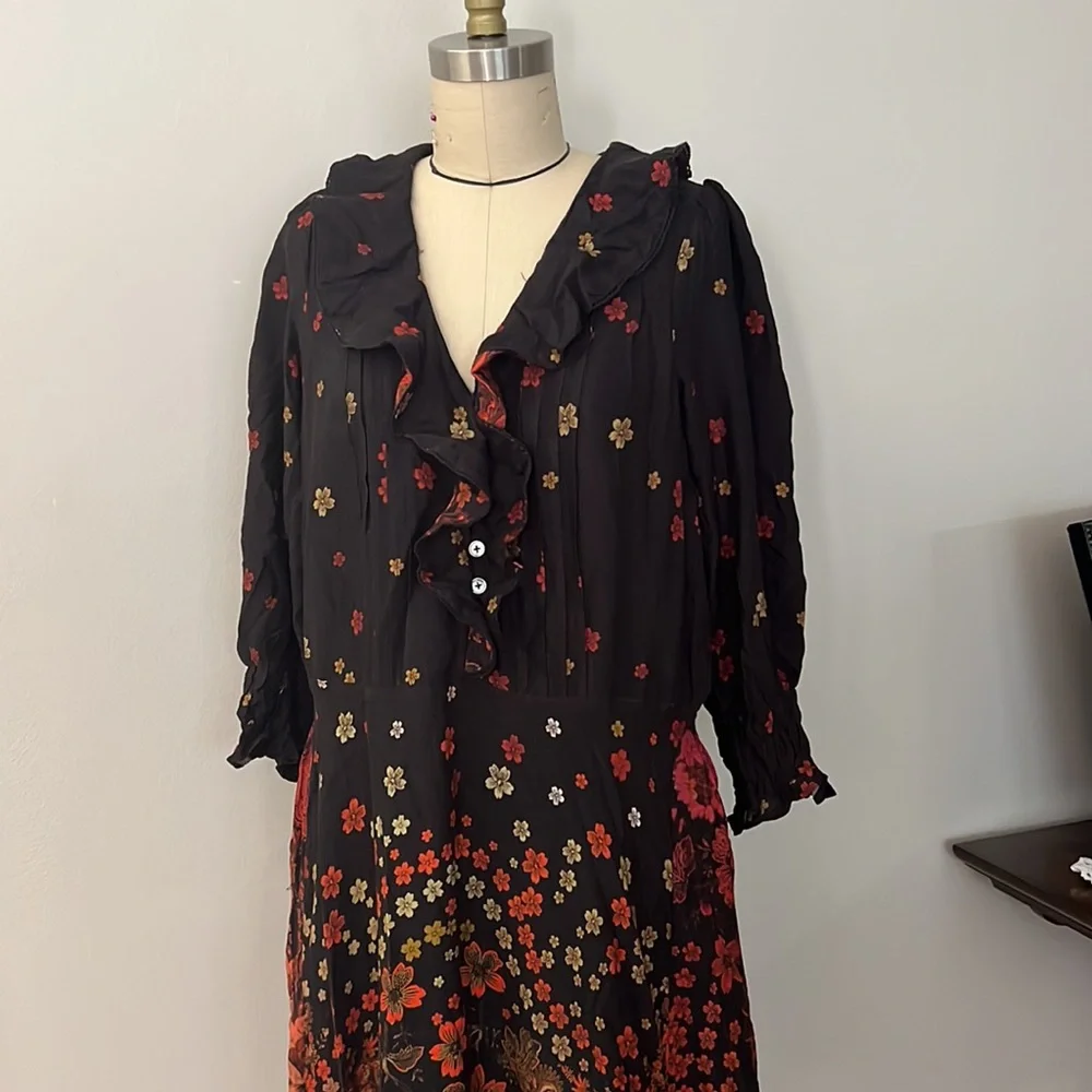 Free People Talsey Black Floral Maxi Dress Size X-Small - Picture 8 of 12